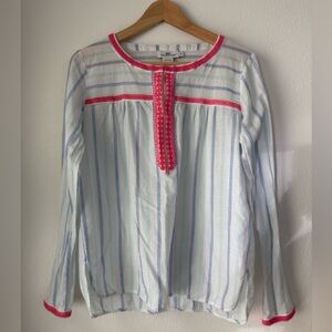 Vineyard Vines Crochet Trim Striped Knit 100% Cotton Boho Tunic Size M Beach